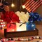 4th of July Patriotic Table Decoration Set Rustic Wood Tray with 3 Pcs Mason Jar Centerpieces with String Lights 3 Pcs Artificial Colorful Flower for Independence Day Centerpiece Labor Day